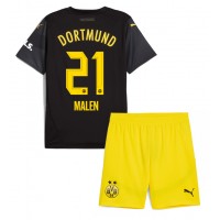 Camisa de Futebol Borussia Dortmund Donyell Malen #21 Equipamento Secundário Infantil 2024-25 Manga Curta (+ Calças curtas)